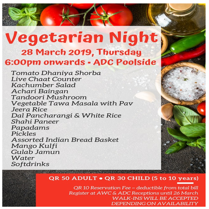 Vegetarian Night at ADC Poolside