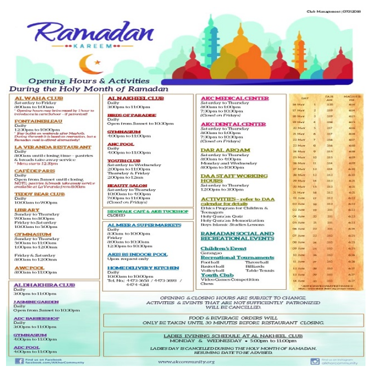 AKC Ramadan Calendar 2018