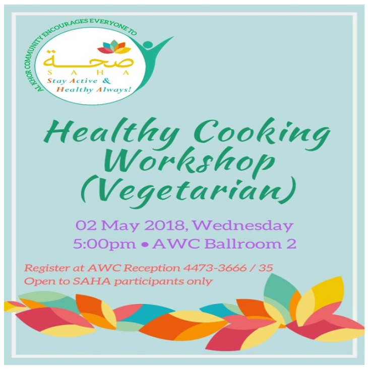 SAHA 2018: Healthy Cooking Workshop (Vegetarian)