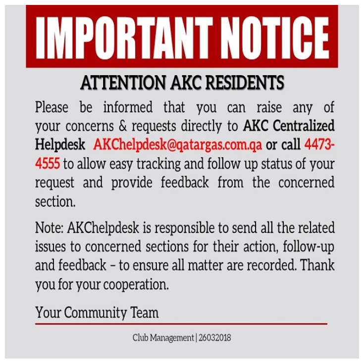 Important Notice: AKC Centralized HelpDesk