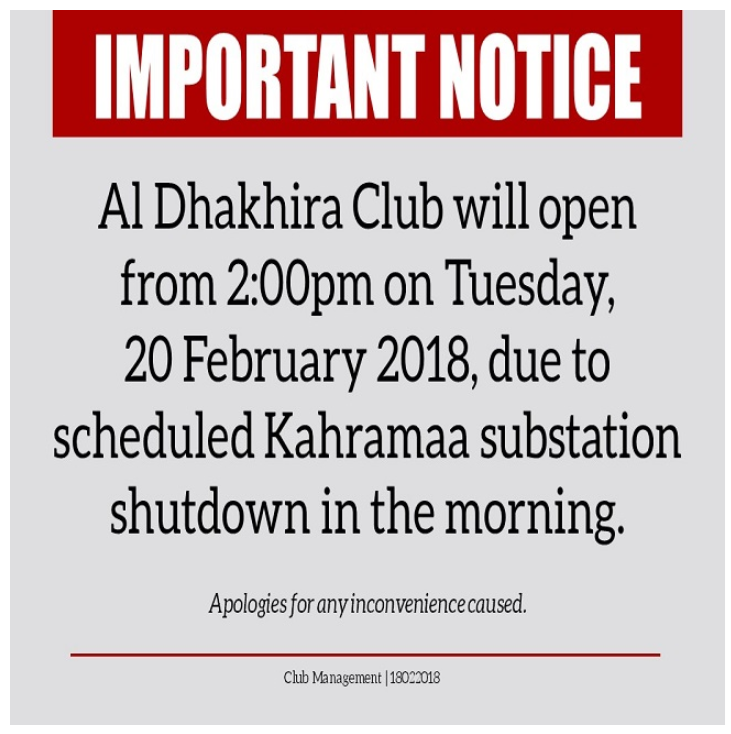 Important Notice: ADC Opening Time on 20 February 2018