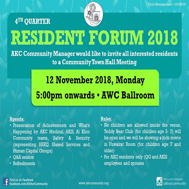 4th Quarter Resident Forum 2018