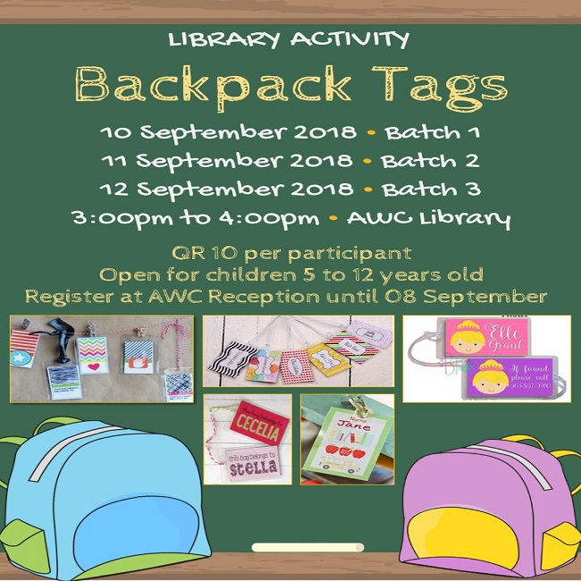 Library Activity: Backpack Tags