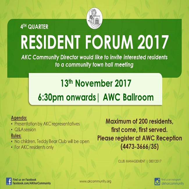 4th Quarter Resident Forum 2017