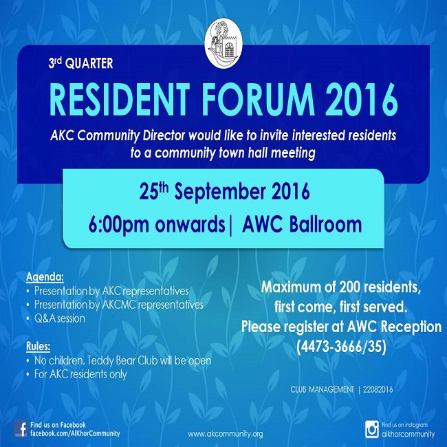 3rd Quarter Resident Forum 2016