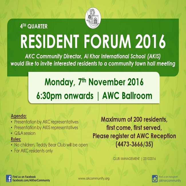 4th Quarter Resident Forum 2016