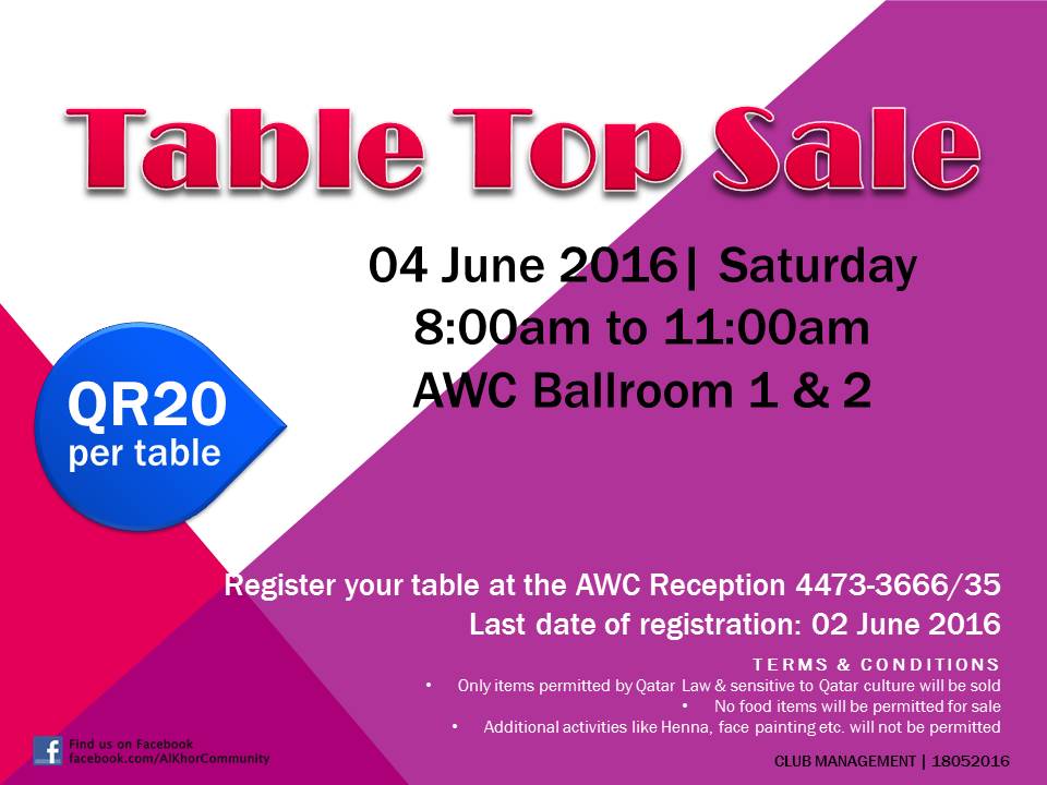 Table Top Sale