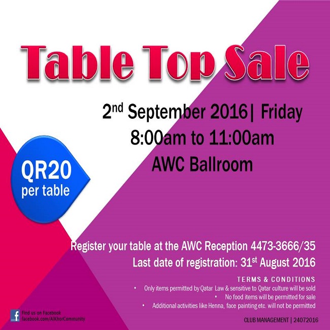 Table Top Sale
