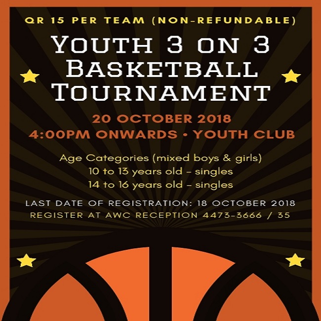 Youth 3 on 3 Basketball Tournament - October 2018