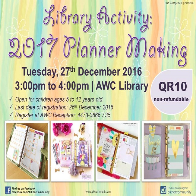 Library Activity: 2017 Planner Making