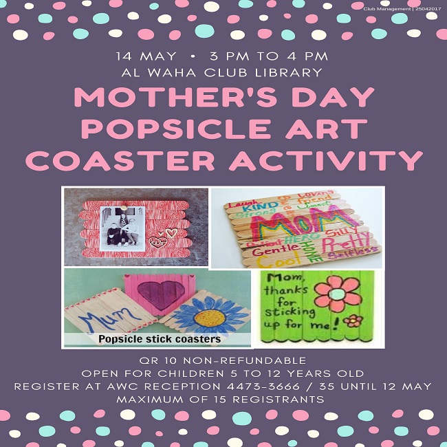 Mother's Day Popsicle Art Coaster Activity