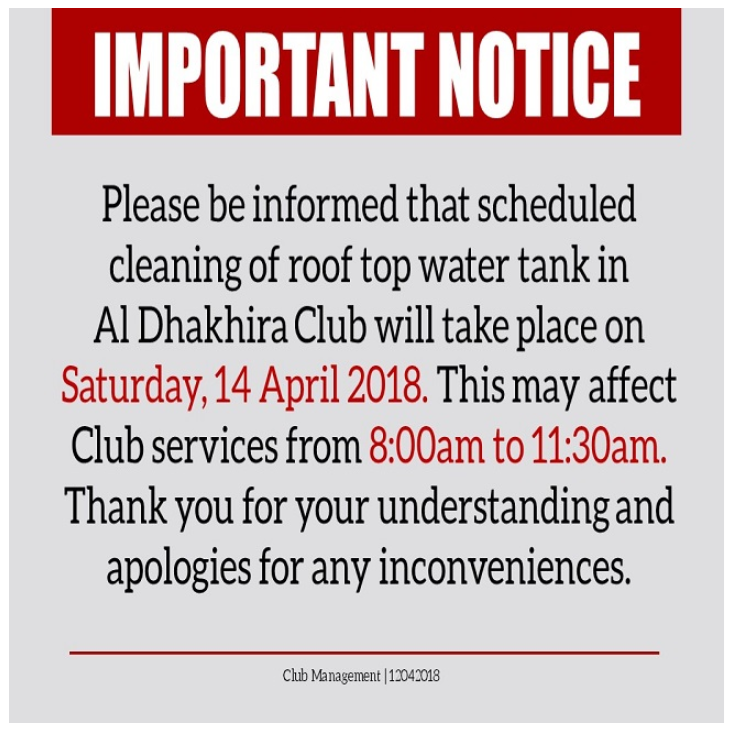 Important Notice: Roof Top Water Tank Cleaning in ADC