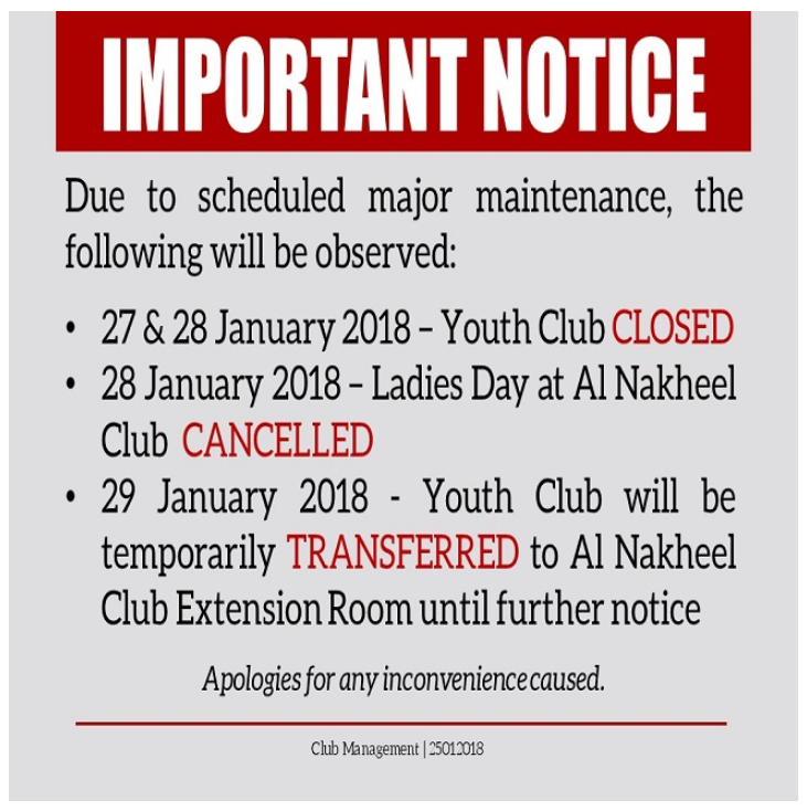 Important Notice: Temporary Youth Club Closure & Transfer