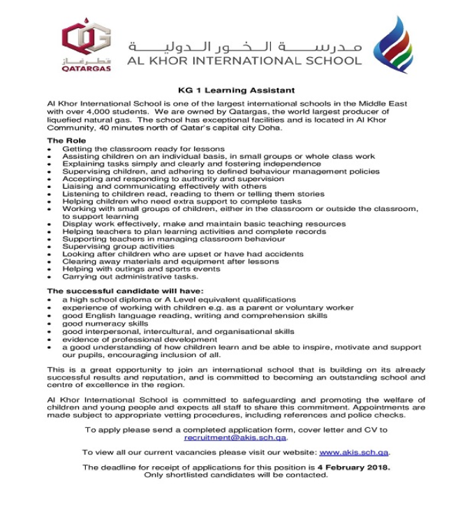 AKIS Vacancy: KG1 Learning Assistant