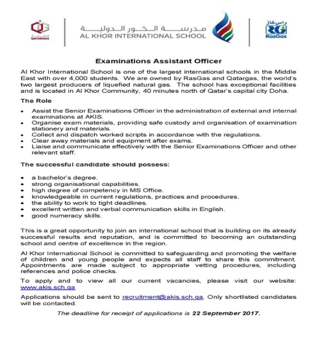AKIS Vacancy: Examinations Assistant Officer
