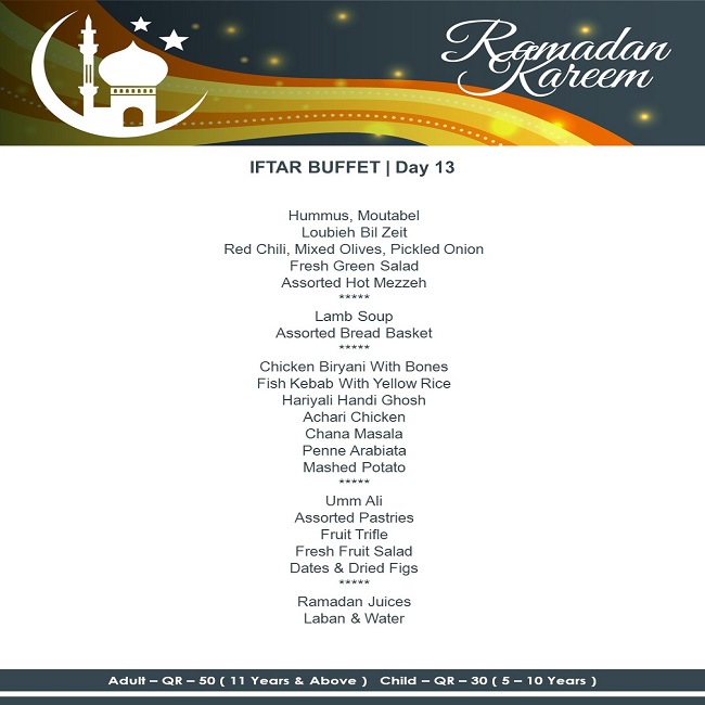 Iftar Buffet Menu - 8 June 2017