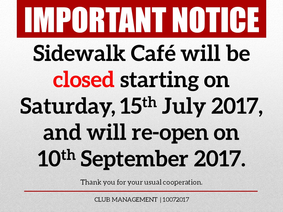Important Notice: Sidewalk Cafe Closure