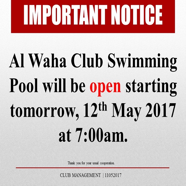 Important Notice: AWC Pool Reopening